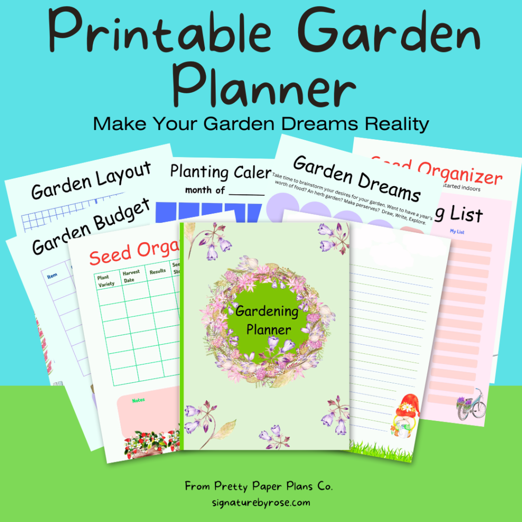display of the printable garden planner pages