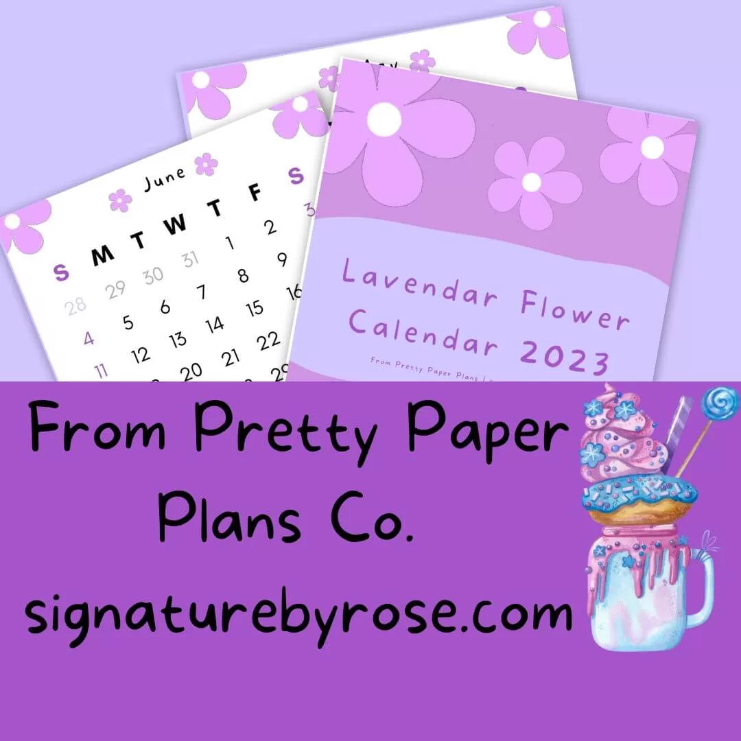 A feature display of the lavender flower 2023 calendar printable pdf