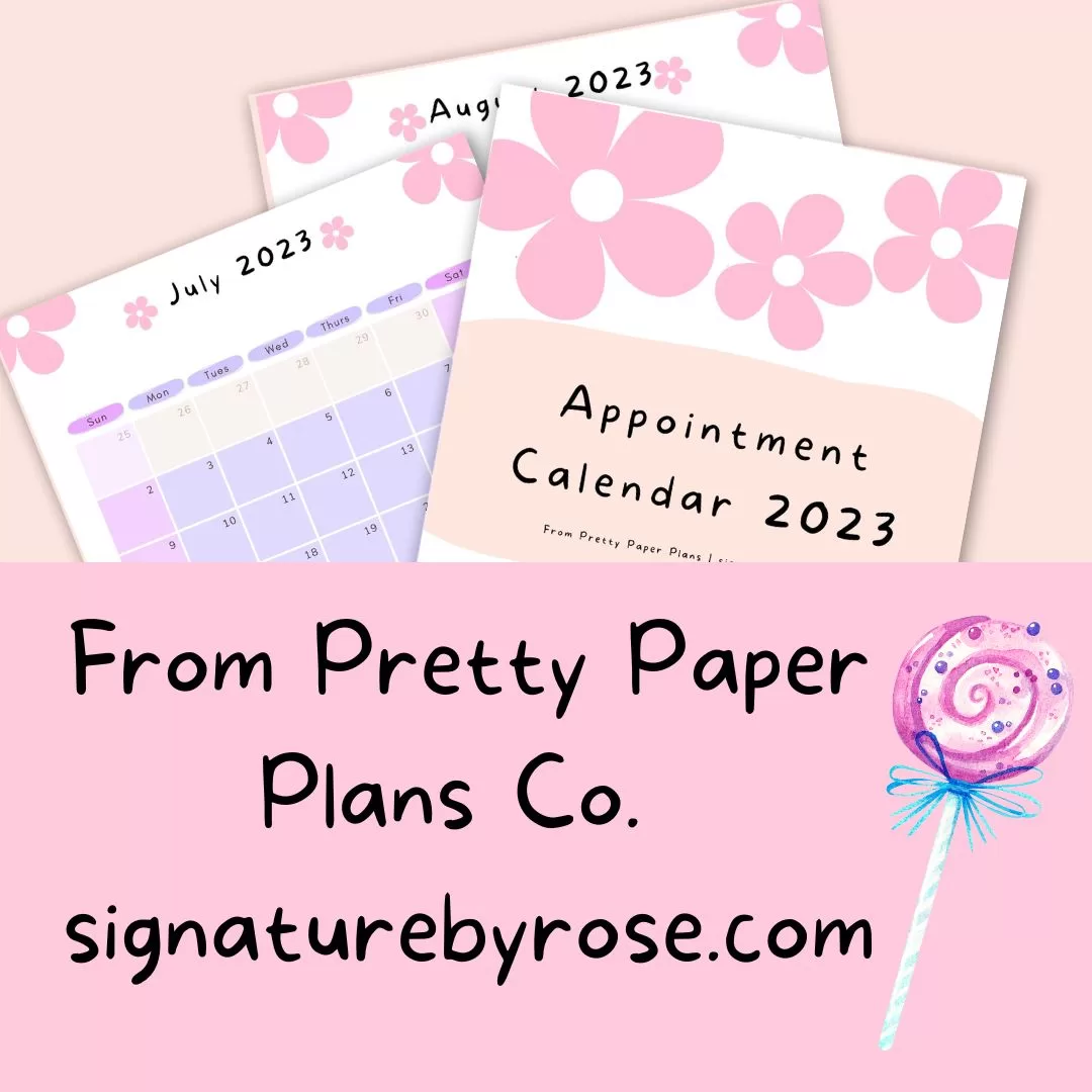 mockup display of the printable appointment calendar