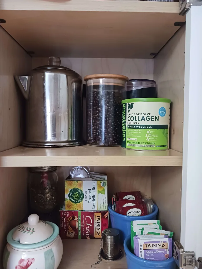organizing a tea cabinet