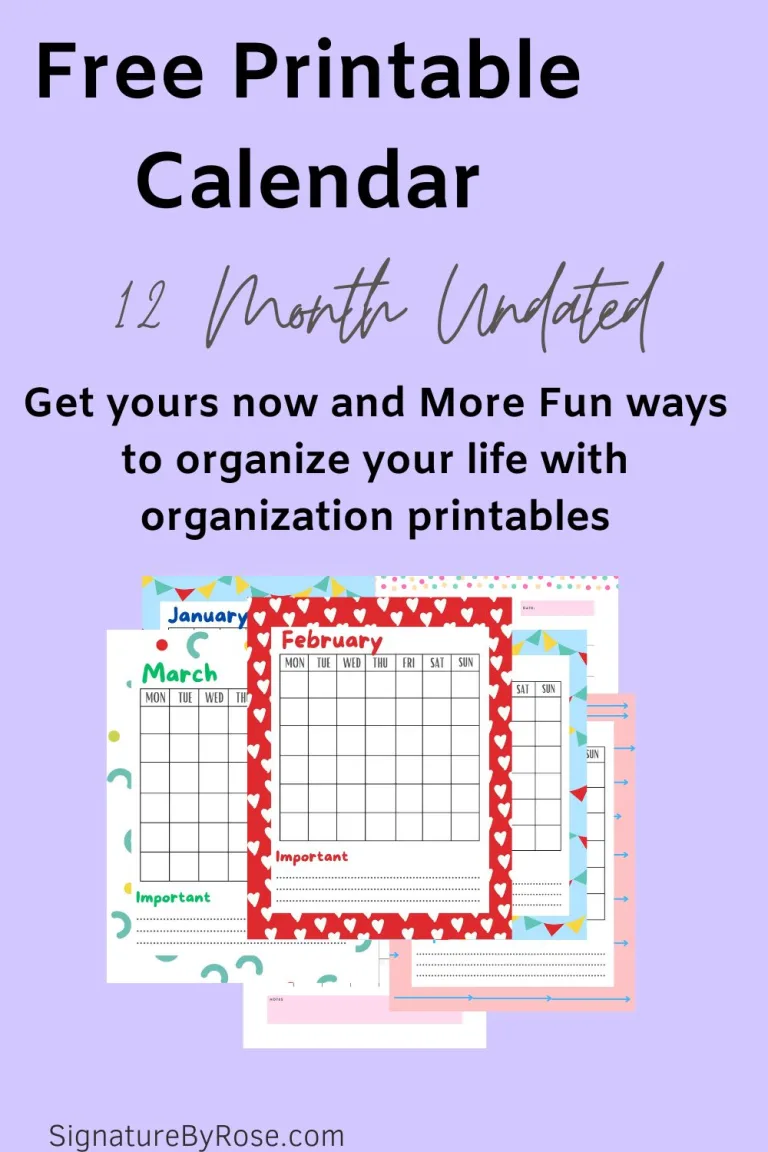 undated calendar planner sample display
